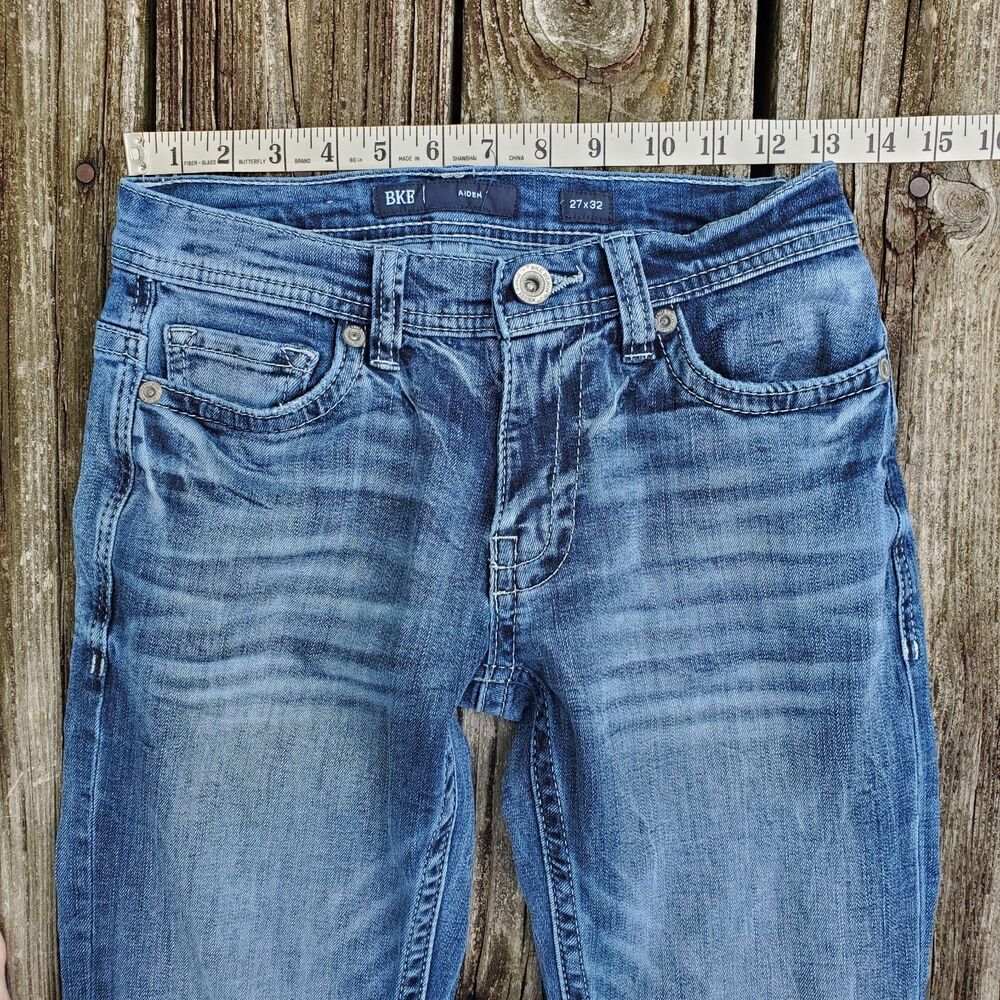 BKE Buckle Jeans Mens 27x32 Blue Aiden Denim Pants Faded Washed Out Stretch - Picture 10 of 11